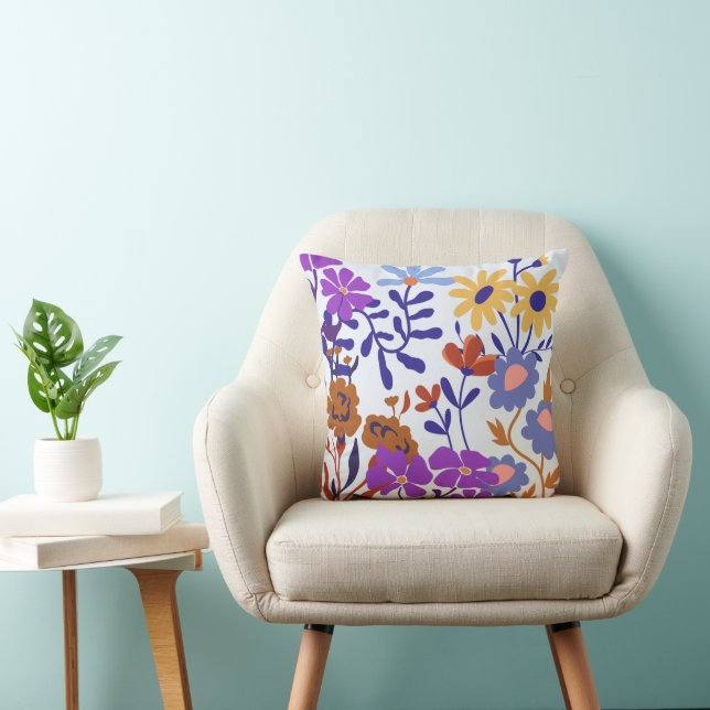 Modern Decorative Floral Throw Pillow (Chair)