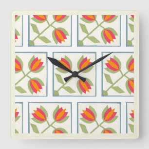 Modern Decorative Flowers Pattern Square Wall Clock