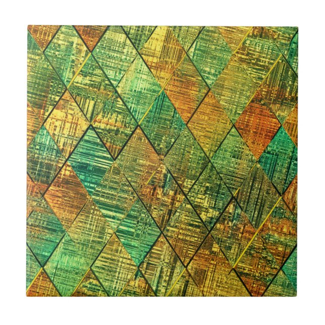 Modern Decorative Geometric Stained Glass Tile (Front)