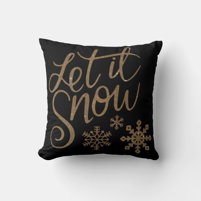 Modern Decorative Let it Snow Crystal Snowflake Throw Pillow (Front)