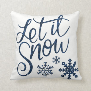 Modern Decorative Let it Snow Crystal Snowflake Throw Pillow