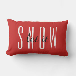 Modern Decorative Let it Snow Typography Lumbar Pillow