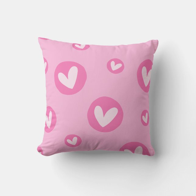 Modern Decorative Pillow Hearts Pink (Front)