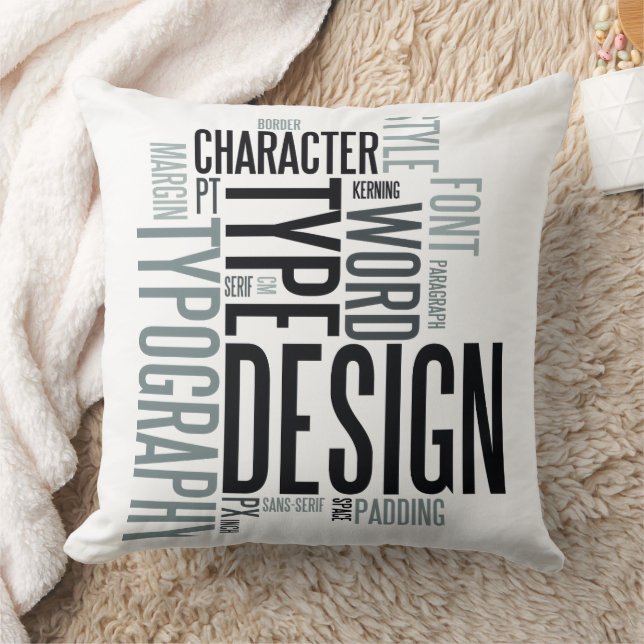 Modern Decorative Typography Throw Pillow (Blanket)