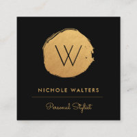 Modern Deep Black Faux Foil Circle | Gold Gold