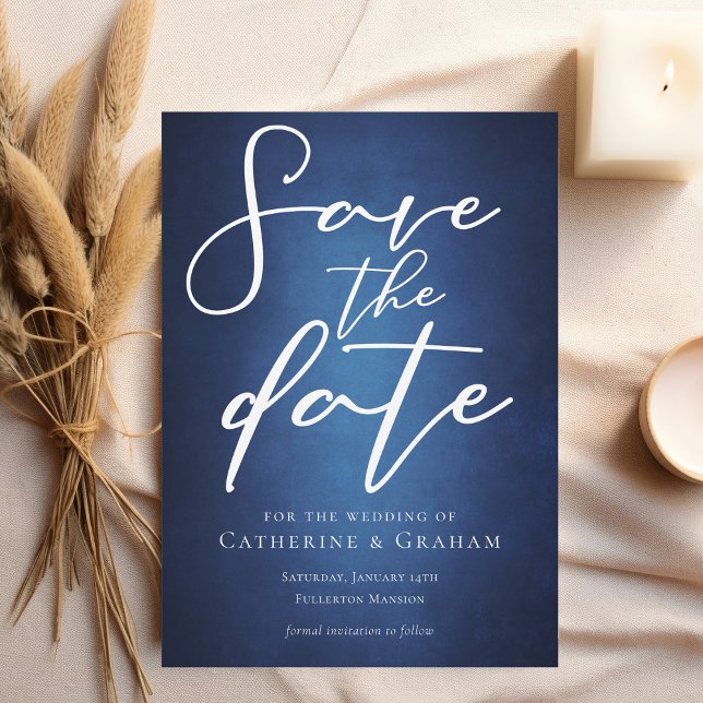 Modern Deep Blue Minimalist Waterfront Save The Date (Creator Uploaded)