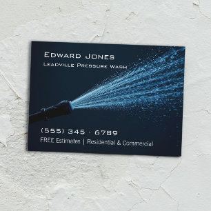 Modern Deep Blue Power Pressure Wash  Business Card