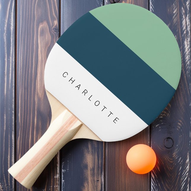 Modern Deep Blue Three-Tone with Name Ping Pong Paddle (Creator Uploaded)