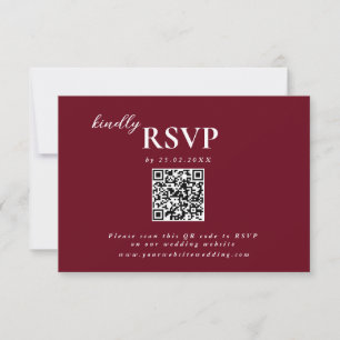Modern Deep Burgundy or Wine Wedding chic RSVP Card