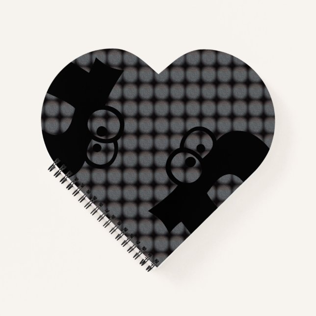 MODERN DEEP GRAY BLACK CUTE  NOTEBOOK (Front)