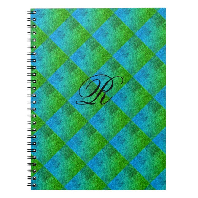 MODERN DEEP GREEN BLUE CUTE Spiral Photo  Notebook (Front)