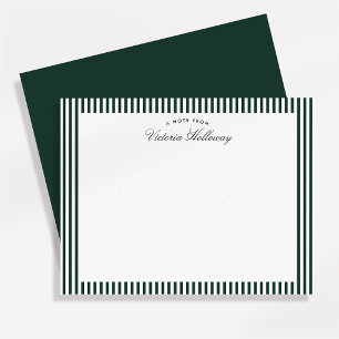 Modern Deep Green Striped Note Card