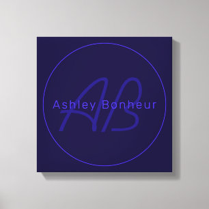Modern Deep Purple Colours   Cool Name & Monogram Canvas Print