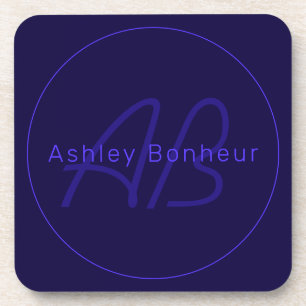 Modern Deep Purple Colours   Cool Name & Monogram Coaster