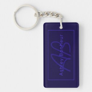 Modern Deep Purple Colours   Cool Name & Monogram Keychain