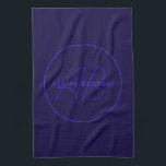 Modern Deep Purple Colours | Cool Name & Monogram Kitchen Towel<br><div class="desc">Modern monogrammed name or brand.</div>