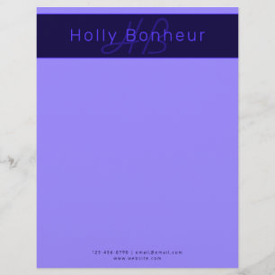 Modern Deep Purple Colours   Cool Name & Monogram Letterhead