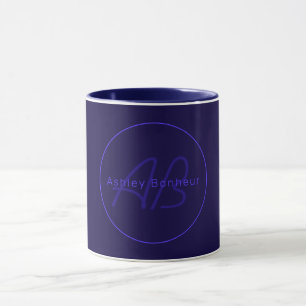 Modern Deep Purple Colours   Cool Name & Monogram Mug