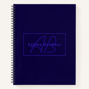 Modern Deep Purple Colours Cool Name & Monogram Notebook