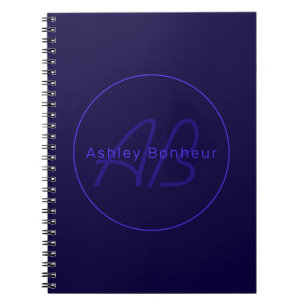 Modern Deep Purple Colours   Cool Name & Monogram Notebook