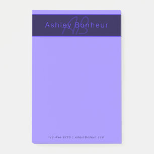Modern Deep Purple Colours   Cool Name & Monogram Post-it Notes
