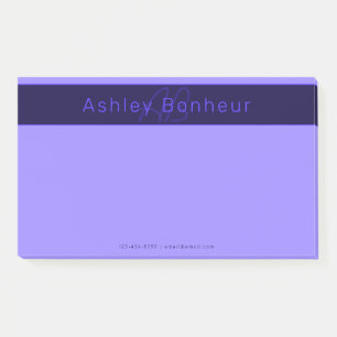 Modern Deep Purple Colours   Cool Name & Monogram Post-it Notes