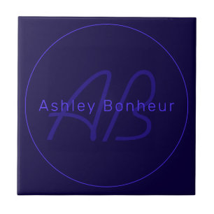 Modern Deep Purple Colours   Cool Name & Monogram Tile