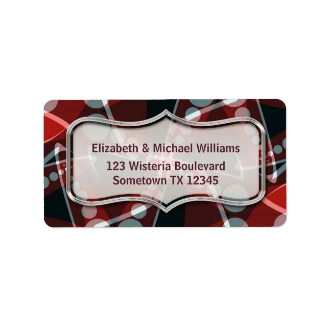 Modern Deep Red+Grey Abstract Address Labels (Front)