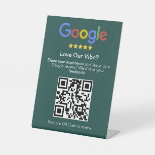 Modern Deep Teal Google Review Custom QR Code Pedestal Sign