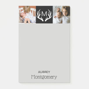 Modern Deer Antlers Family Photos Personalized Post-it Notes