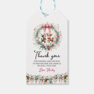Modern Deer Christmas Baby Shower Favour Gift Tags