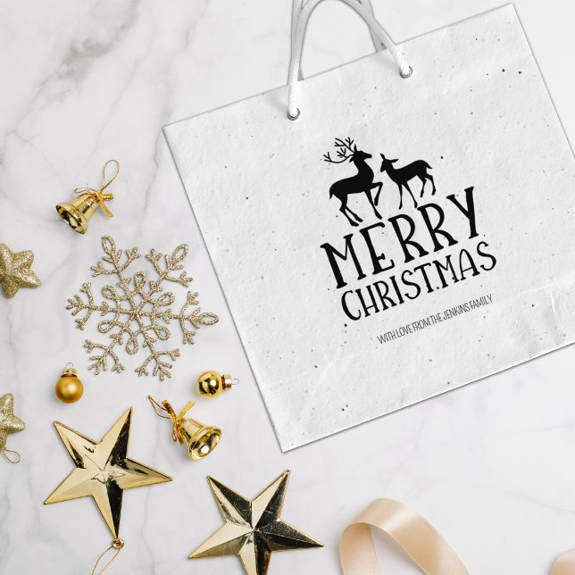 Modern Deer Merry Christmas, Family Large Rubber Stamp (Creator Uploaded)