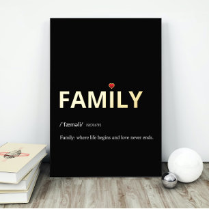 Modern definition of FAMILY minimalist black gold Foil Prints