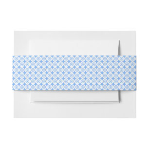 Modern Deisgn Light Blue White Circles Pattern Invitation Belly Band