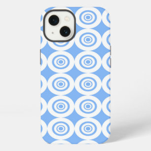 Modern Deisgn Light Blue White Circles Pattern iPhone 13 Case