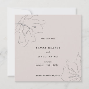 Modern Delicate Blush Pink Floral Save The Date