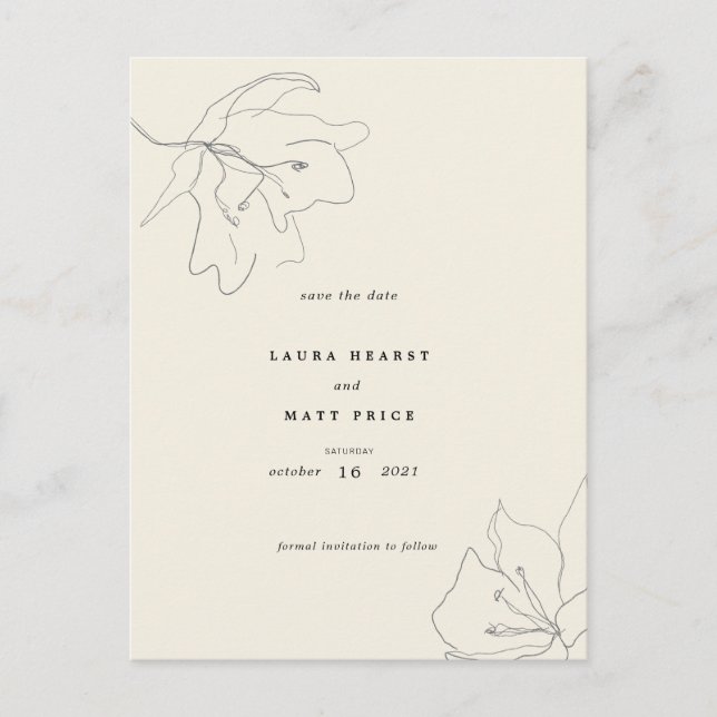 Modern Delicate Eggshell Soft Floral Announcement Postcard (Front)