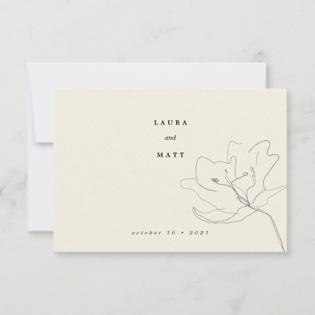 Modern Delicate Eggshell Soft Floral RSVP Card (Front)