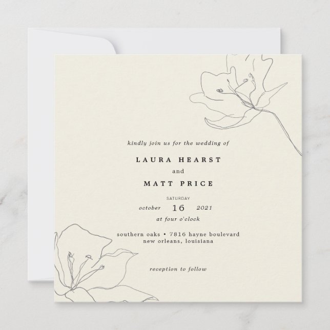 Modern Delicate Soft Eggshell Floral Wedding (Front)
