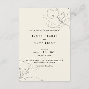 Modern Delicate Soft Eggshell Floral Wedding Invitation