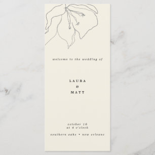 Modern Delicate Soft Eggshell Floral Wedding Program