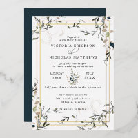 Modern Delicate Spring Greenery Wedding Invitation