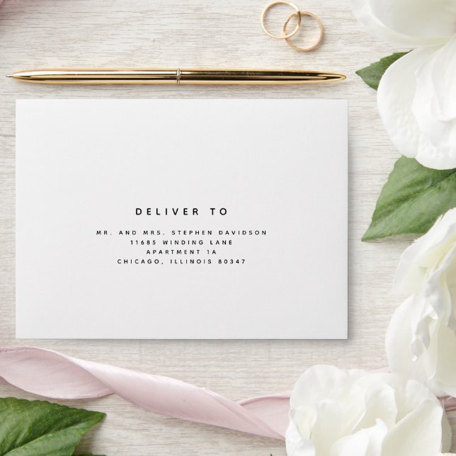 Modern Deliver To White Envelope (Wedding)