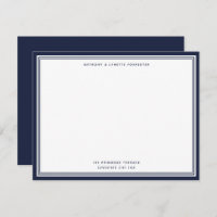 Modern Denim Blue Border Name & Address Note Card