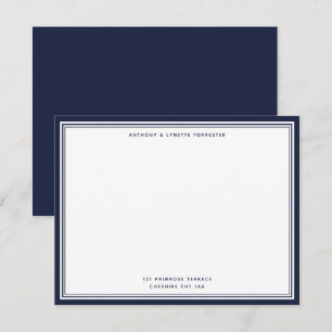 Modern Denim Blue Border Name & Address Note Card