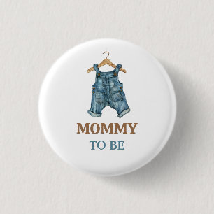 Modern Denim Blue Jean Baby Boy Baby Shower 1 Inch Round Button