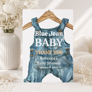 Modern Denim Blue Jean Baby Boy Baby Shower Thank You Card