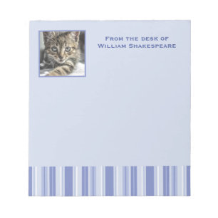 Modern Denim Blue Stripes with Photo Insert Notepad