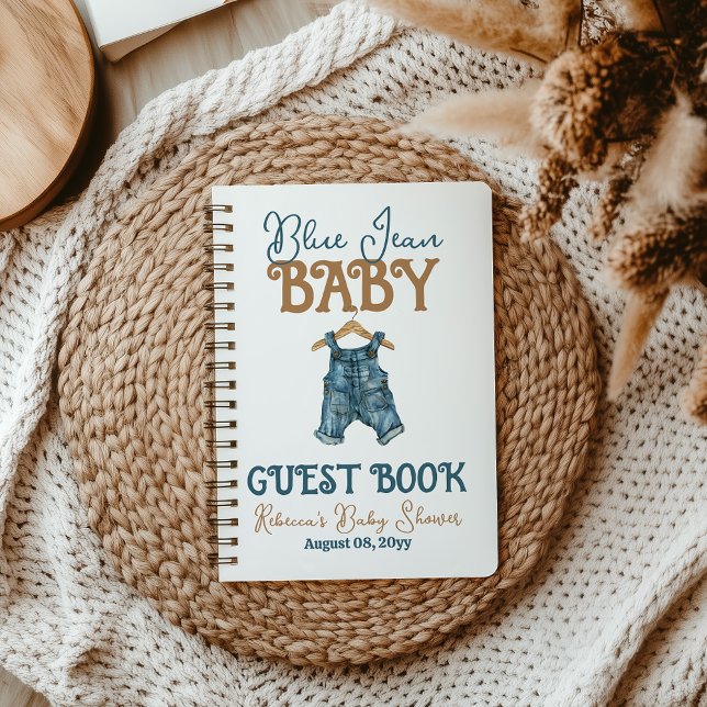 Modern Denim Boy Blue Jean Baby Shower Guest Book (Creator Uploaded)