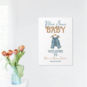 Modern Denim Boy Blue Jean Baby Shower Poster